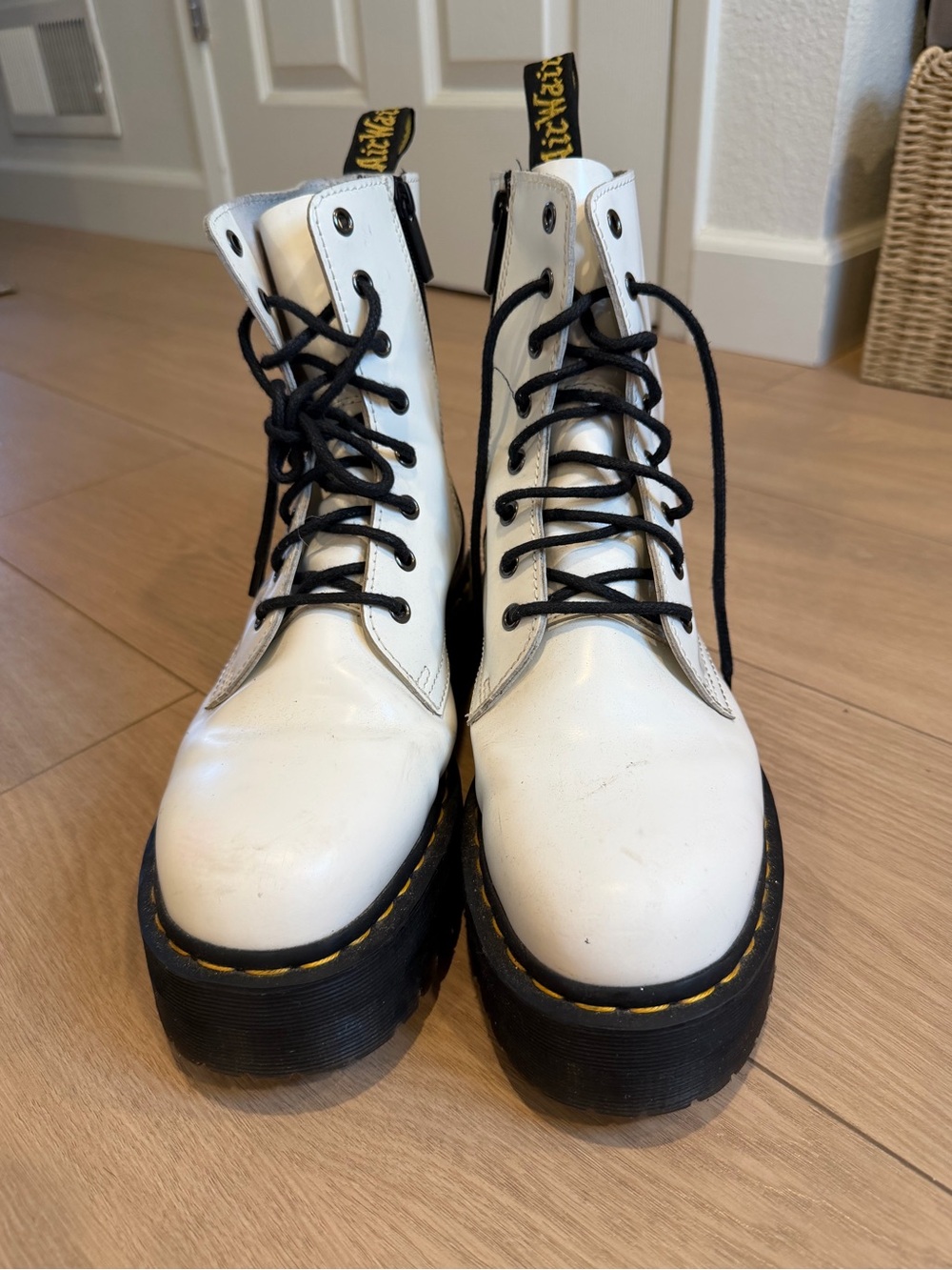 EUC White Doc Martens Jadon Platform Boots 9M
